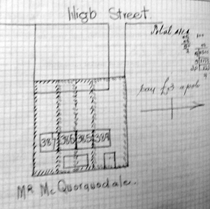 Sketch plan showing Rose Cottages and High Street